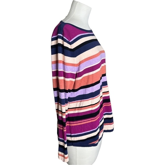 Chico’s Boatneck Rayon Polyester Blend Pullover Stripe Knit Sweater XLP - Picture 2 of 5